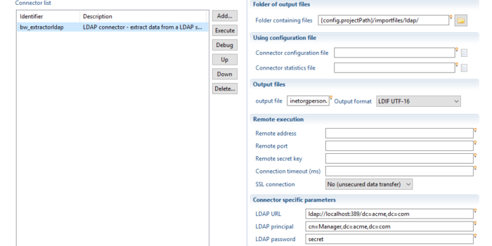 LDAP connector – extract data from a LDAP server snapshot image