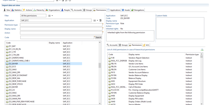 SAP data loading: accounts, roles and transaction snapshot image