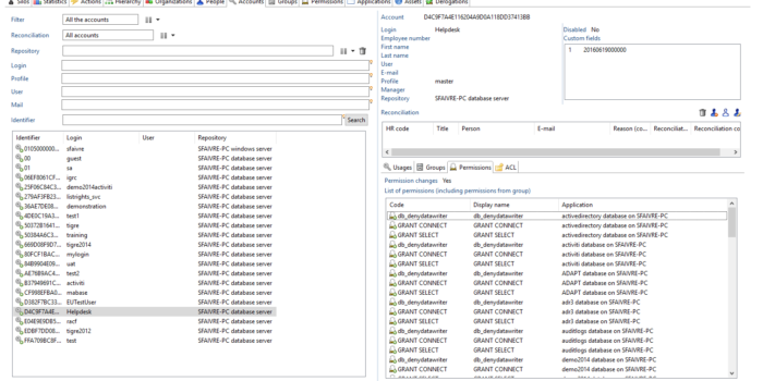 Microsoft SQL Server accounts and permissions extraction and loading snapshot image